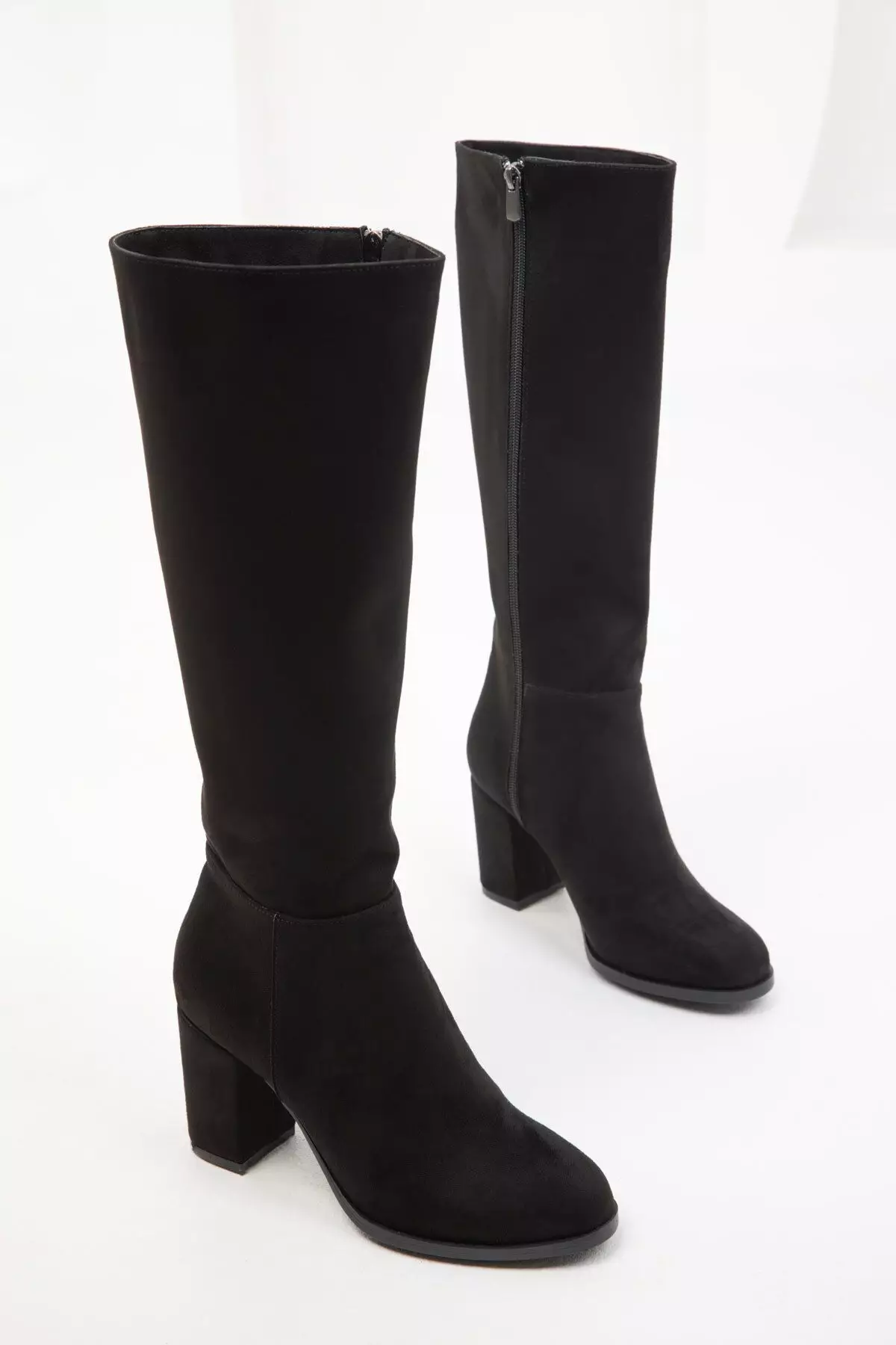 Round Toe Block Heeled Long Boots