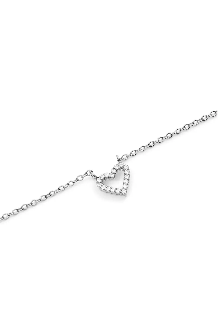 Mirelle Heart Necklace Silver Unisex Necklace for women and men stainless steel crystal Necklace DW Official Authentic Original kalung perempuan lelaki DW