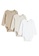 H&M white and beige 3-Pack Long-Sleeved Cotton Bodysuits A5766KAE2F053FGS_1