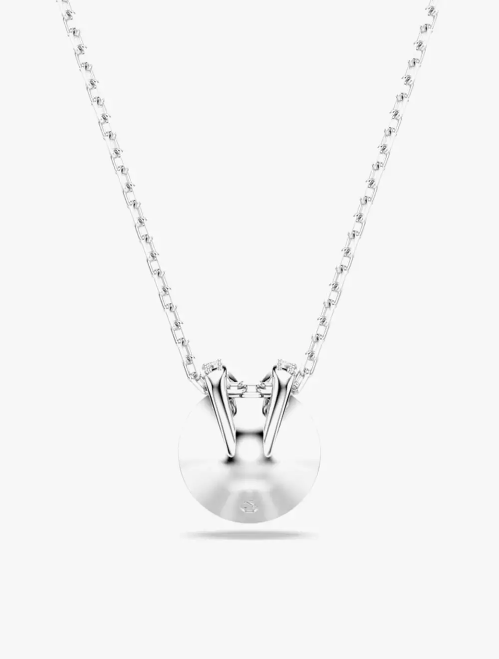 Bella V pendant, Round cut, Blue, Rhodium plated