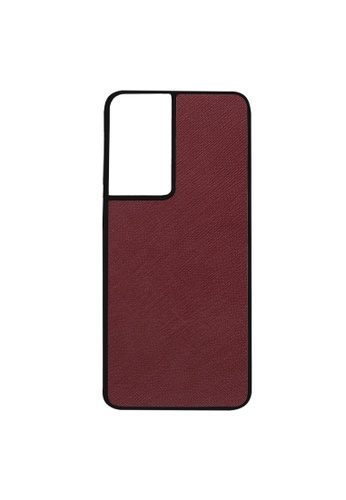 THEIMPRINT red SAMSUNG S21 ULTRA SAFFIANO LEATHER PHONE CASE - BURGUNDY 5F613ESC072609GS_1