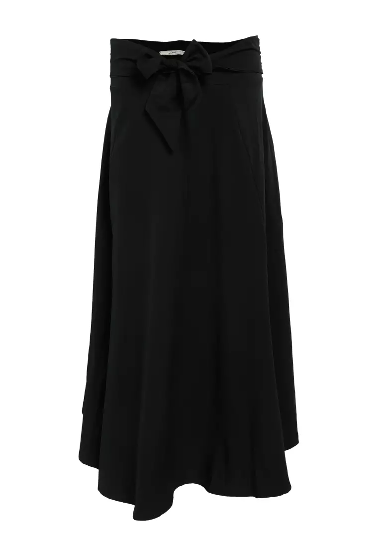 Black Wrap Style Long Maxi Skirt
