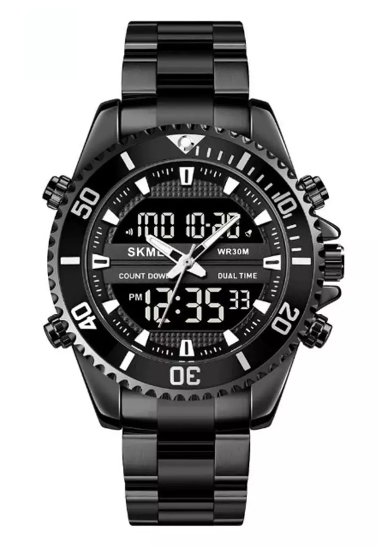 Jam Tangan Pria Analog Digital Waterproof Many Function Strap Tali Material Stainless Steel GN02 ORIGINAL