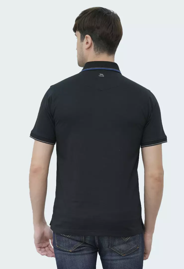 LGS - Kaos Polo Casual Pria Lengan Pendek Kerah Wangky Warna Hitam Slim Fit - JWS.325.J3406F.33.C