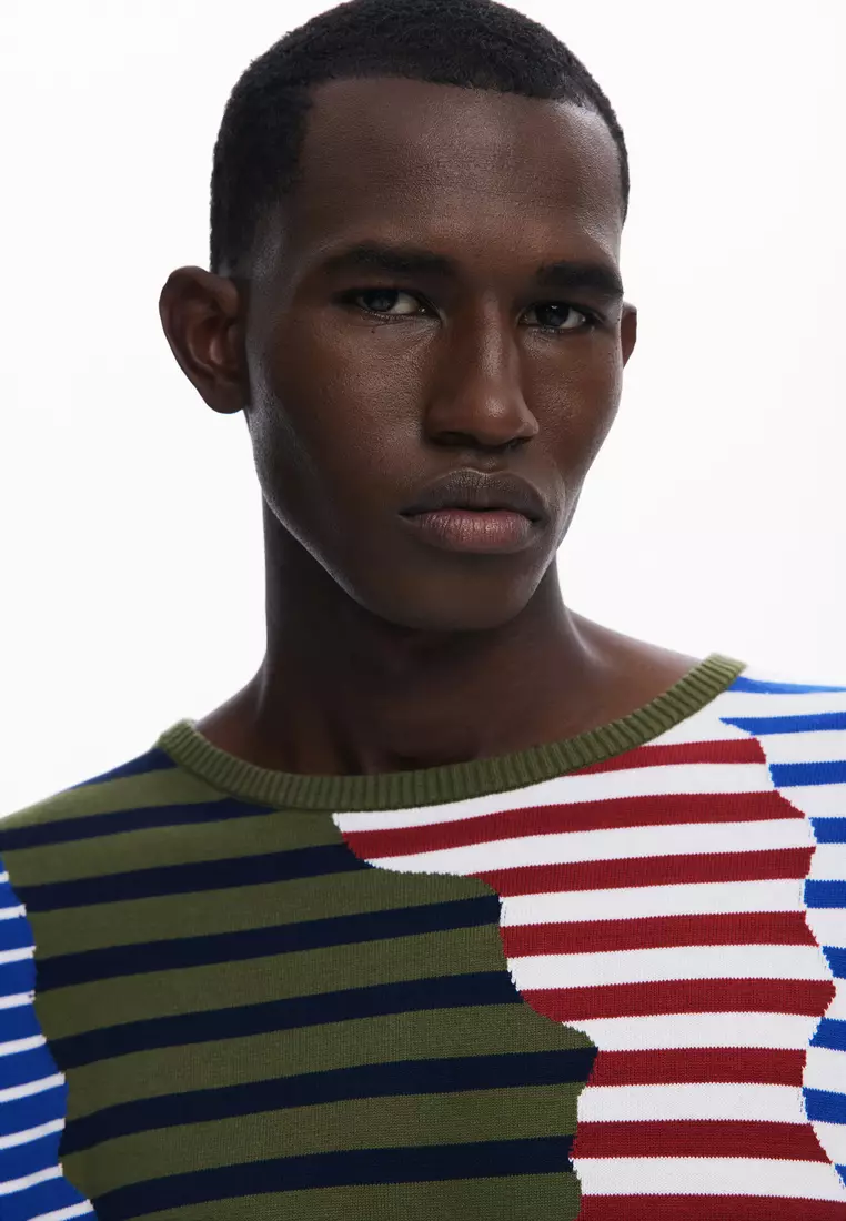 Asymmetric striped T-shirt