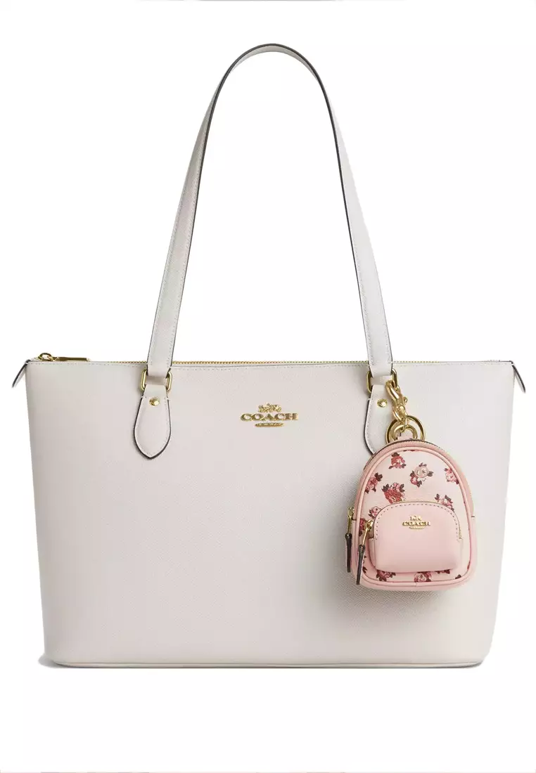 Mini Court Backpack Bag Charm With Rosette Print - Blush Multi