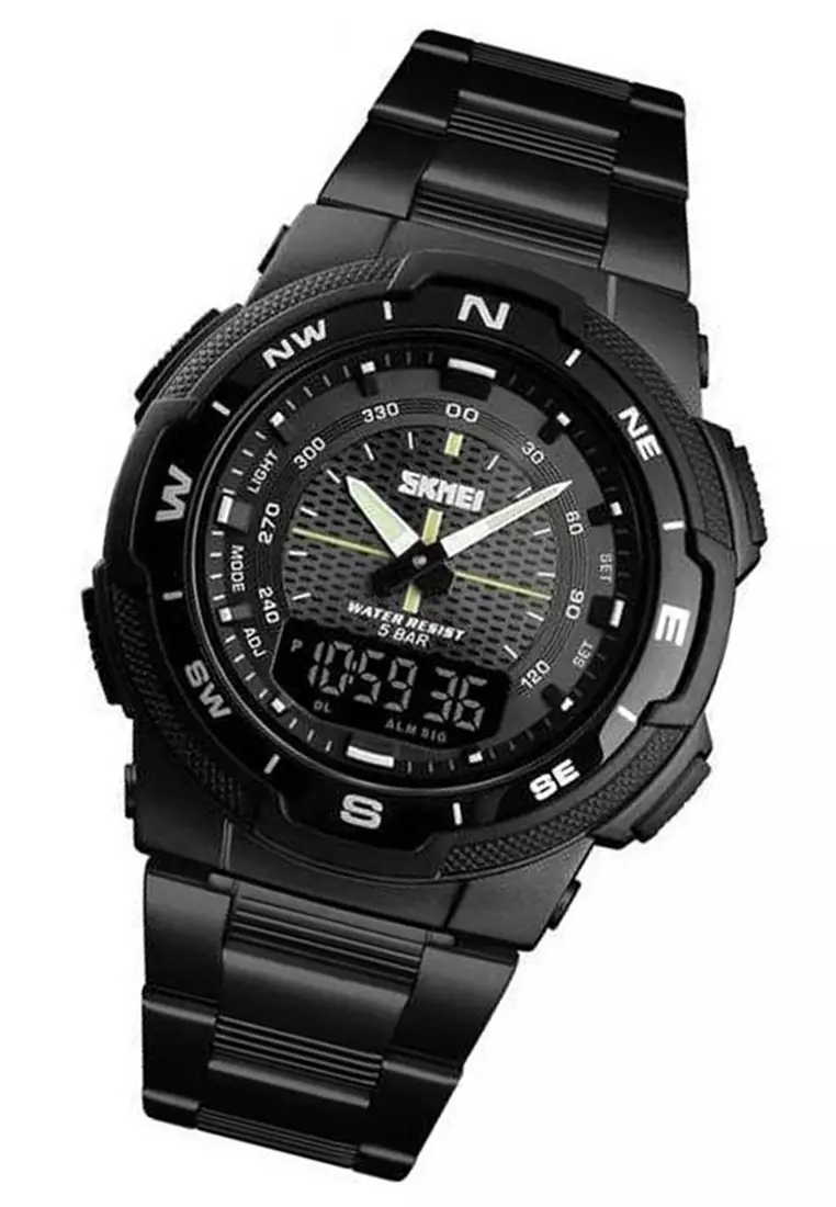 Jam Tangan Kasual Digital Analog Pria Waterproof Many Function Strap Tali Material Stainless Steel II99 ORIGINAL