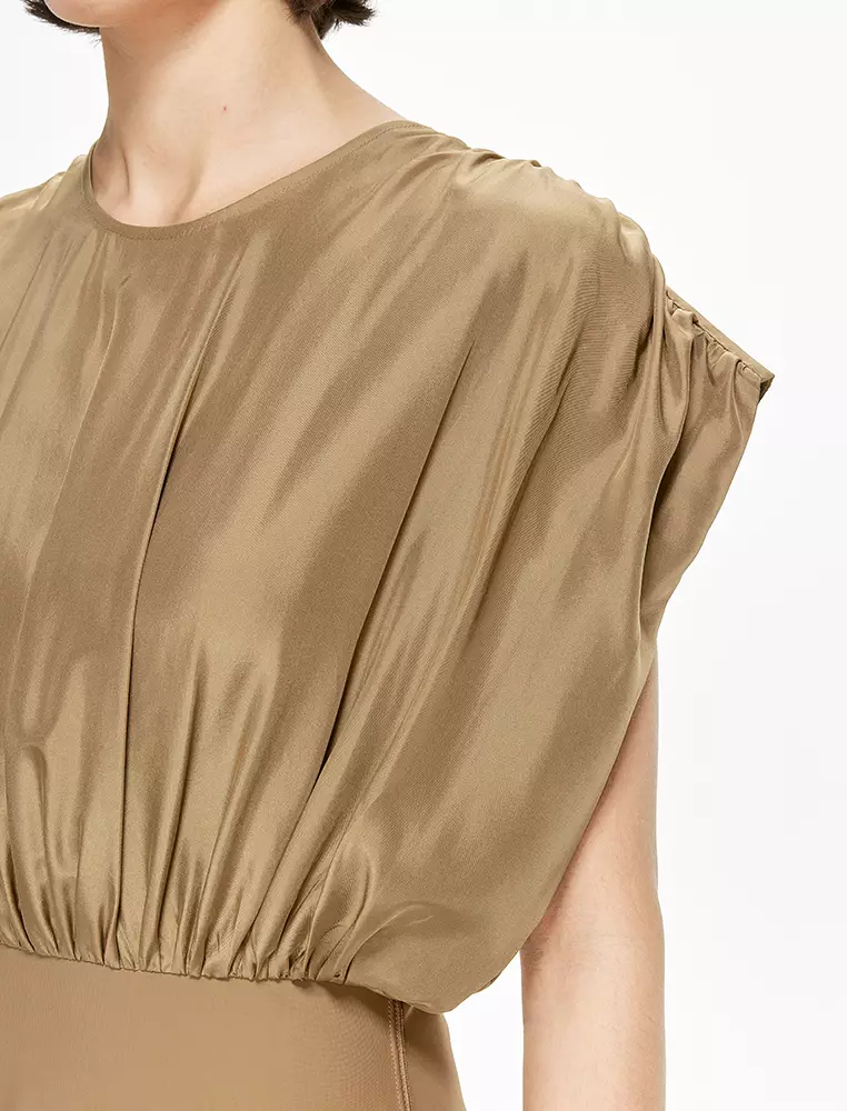 電力紡X型修身優雅無袖連衣裙