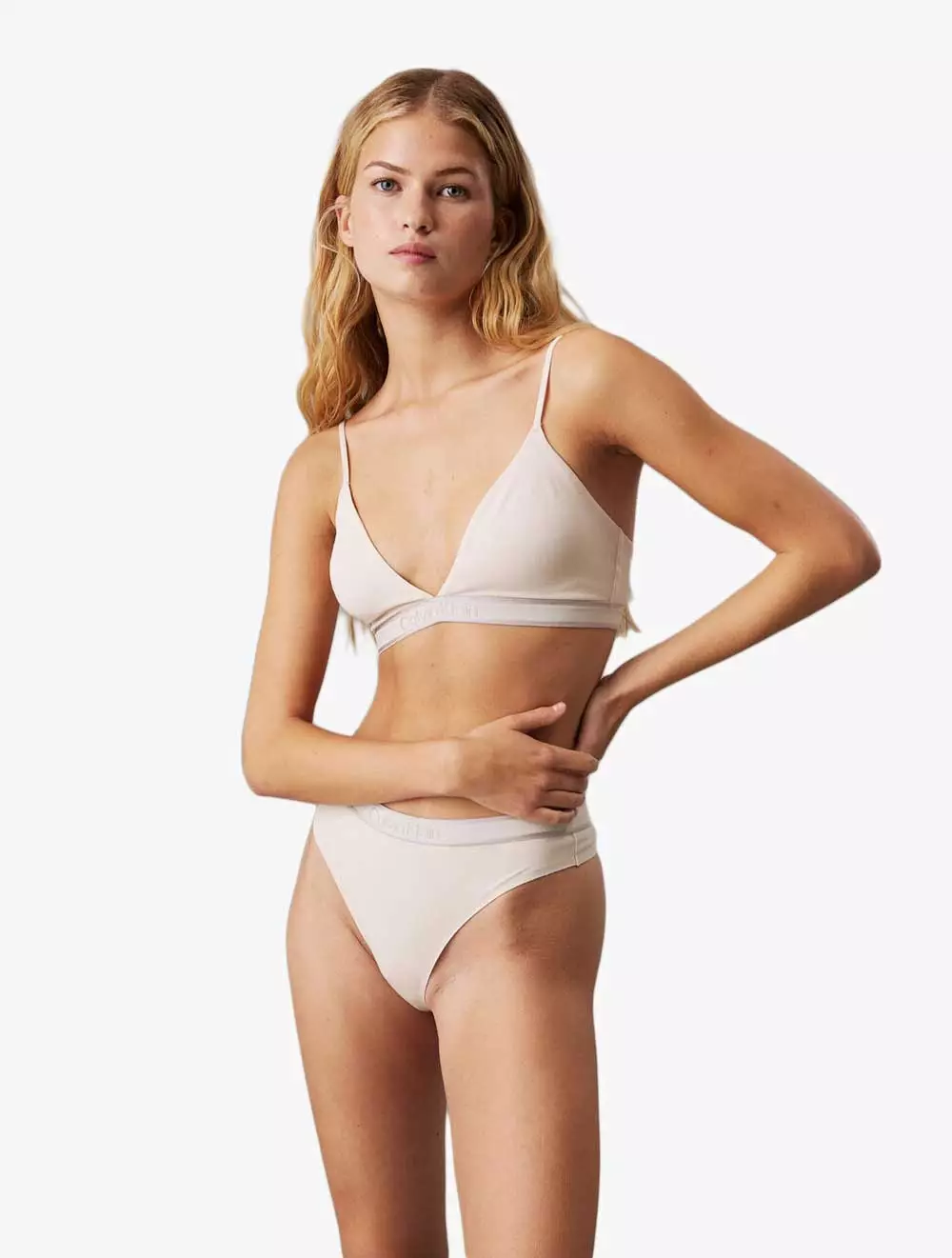 Calvin Klein Underwear - Tonal Logo Cotton Lightly Lined Triangle Bra - Cream - brown