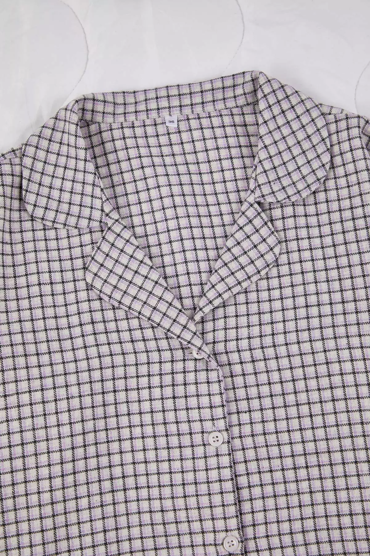 Lilac-Multicolored Cotton Thick/Winter Plaid Flannel Woven Pajama Set Thmaw26Pt196