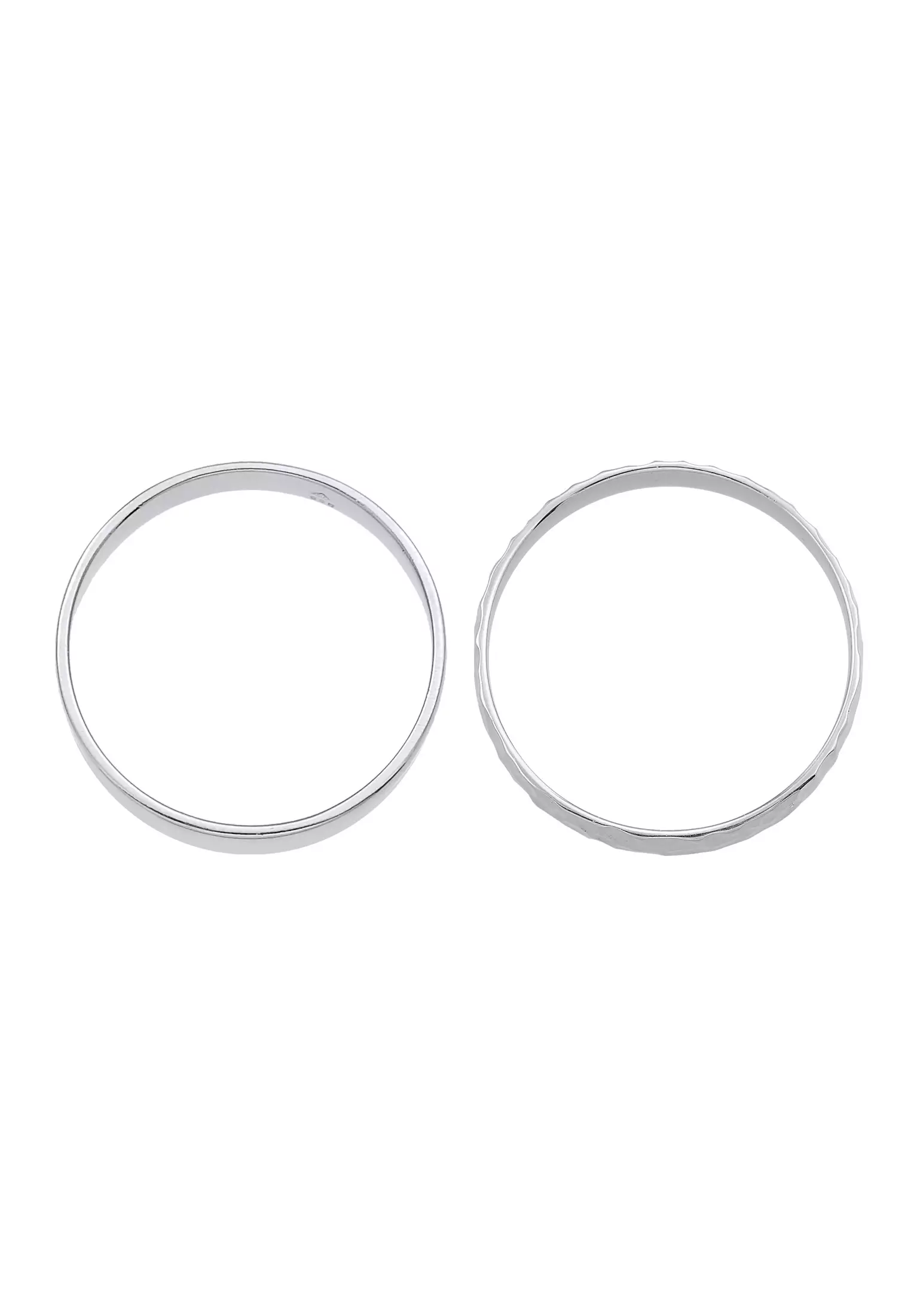 Men's Silver Hammered and Slim Band Ring Set – Oxidised