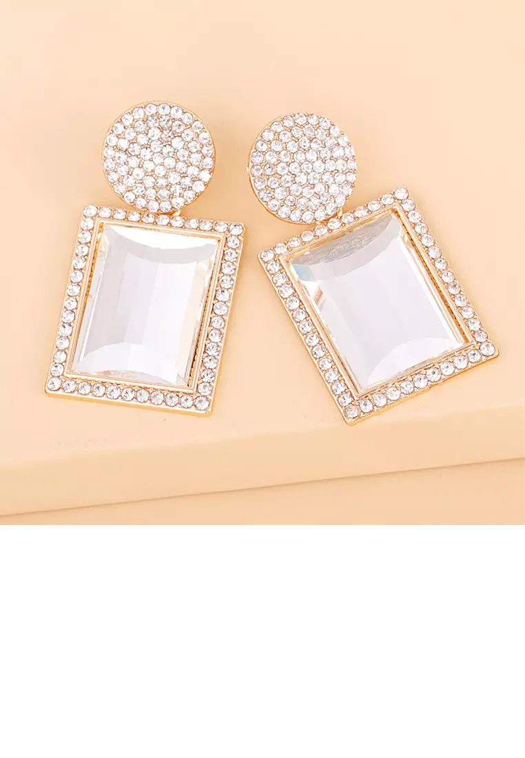 Buy Mooclife Fashion Brilliant Plated Gold Geometric Earrings with