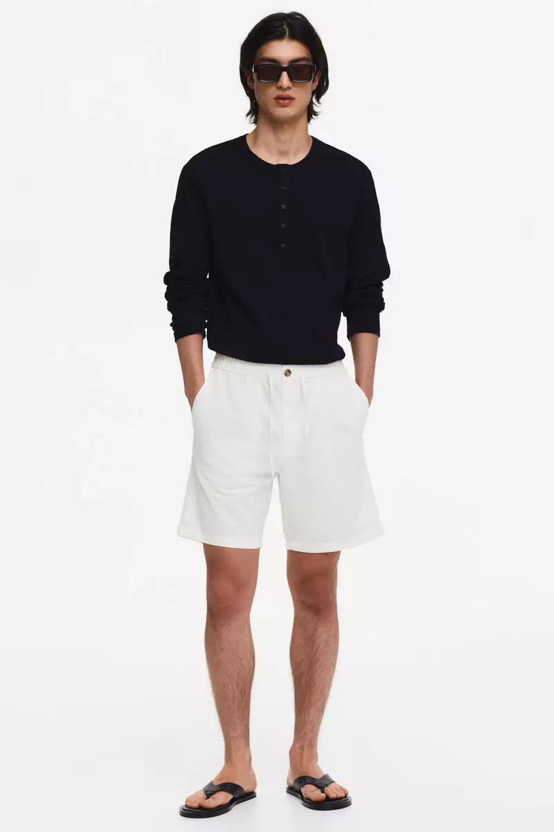 Regular Fit Linen-blend shorts