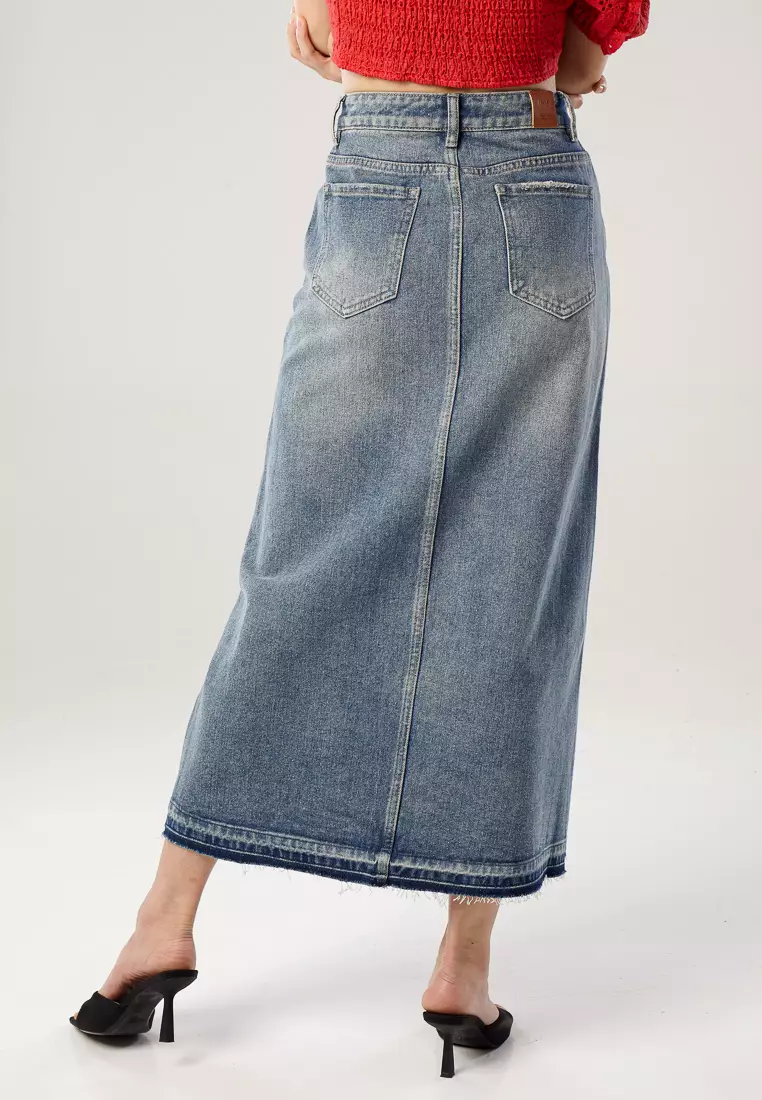 Buy Dressing Paula Denim Midi Skirt Online | ZALORA Malaysia