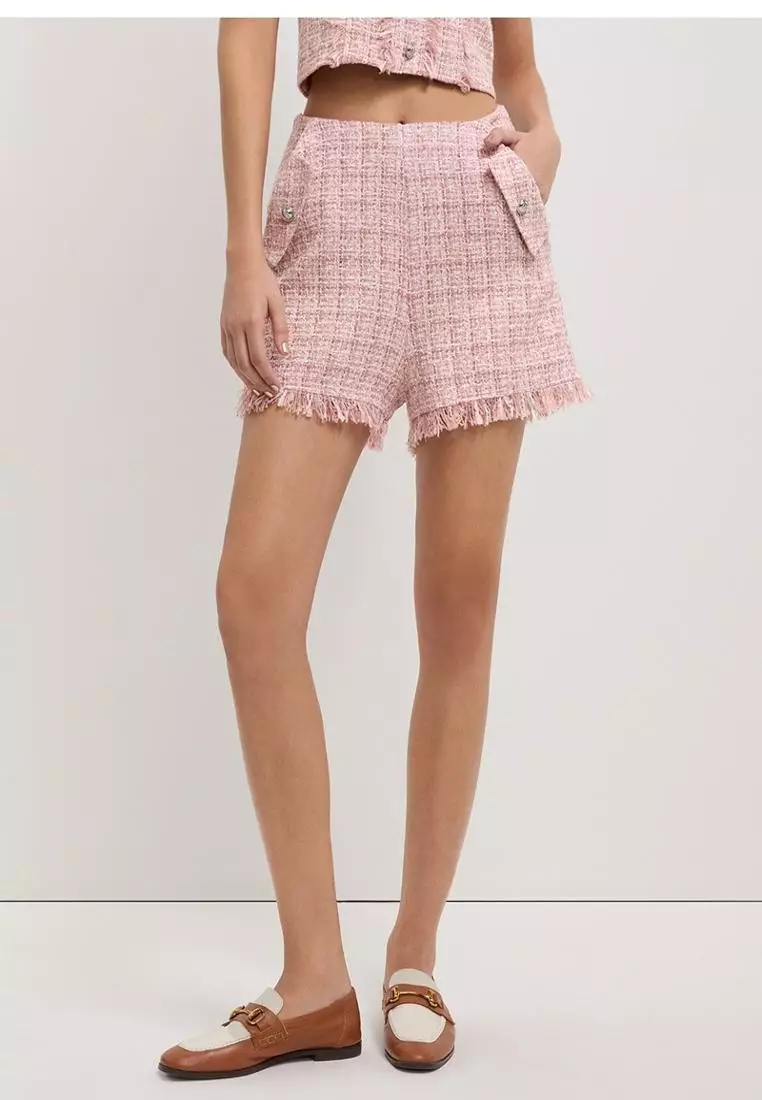 Tweed Frayed Hem Shorts