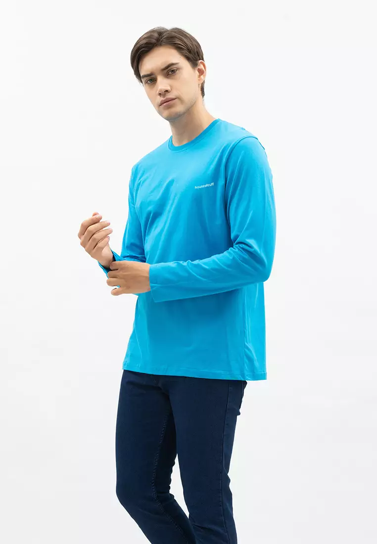 Houseofcuff Kaos Cotton Combed Lengan Panjang Pria Biru Muda