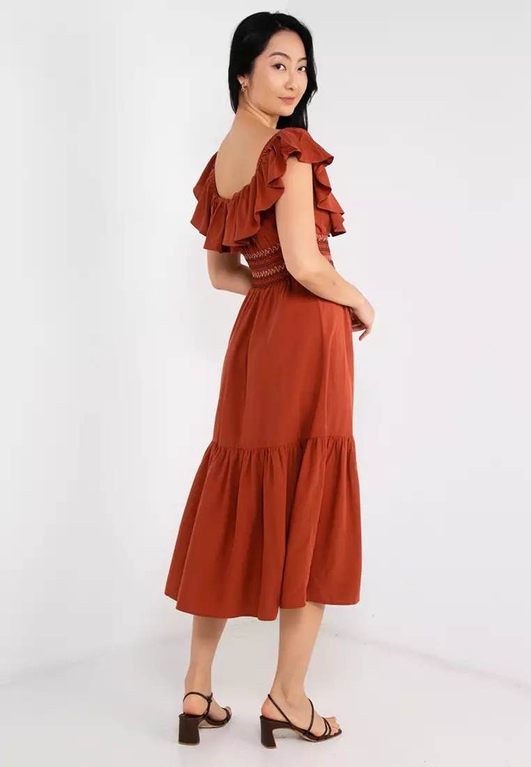 Ruffle Detail Smocked Dress