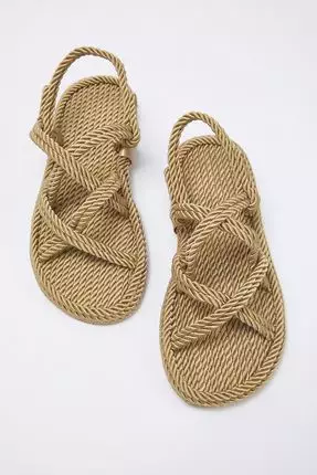 Buy Trendyol Camel Cross Strappy Rope Drawstring Women Straw