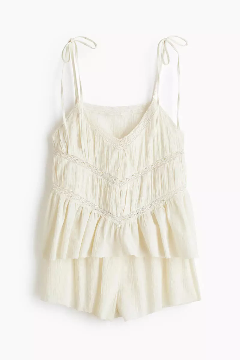 Lace-detail cotton pyjamas