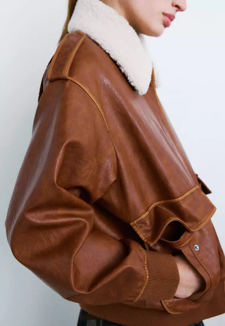 Oversized Jacket With Borg Collar