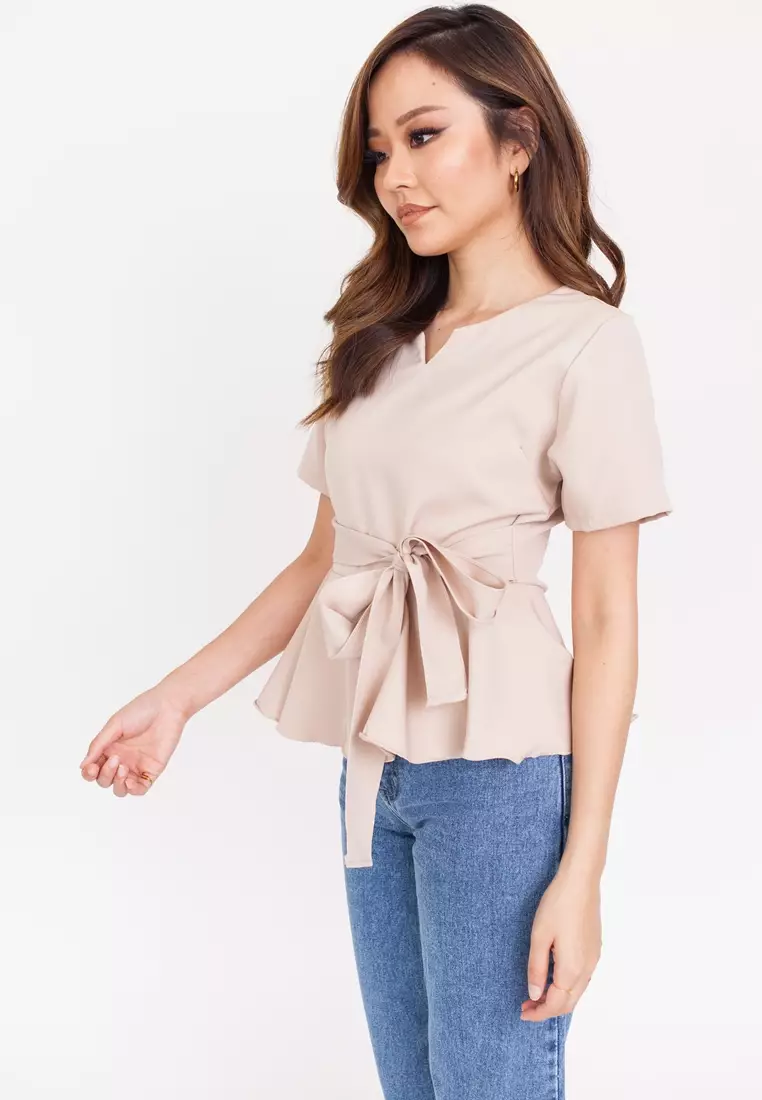 Cinched Short Sleeve Blouse