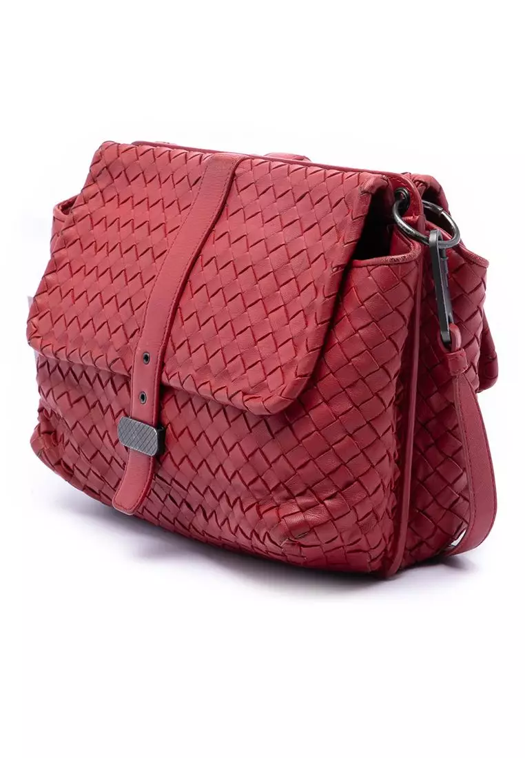 Pre-Loved Bottega Veneta Nappa Intrecciato Double Sided Flap Messenger Bag
