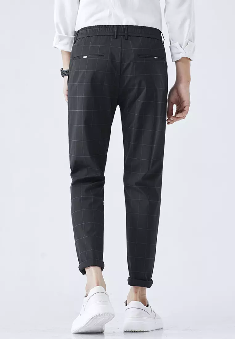 Slim Fit Check Suit Trousers