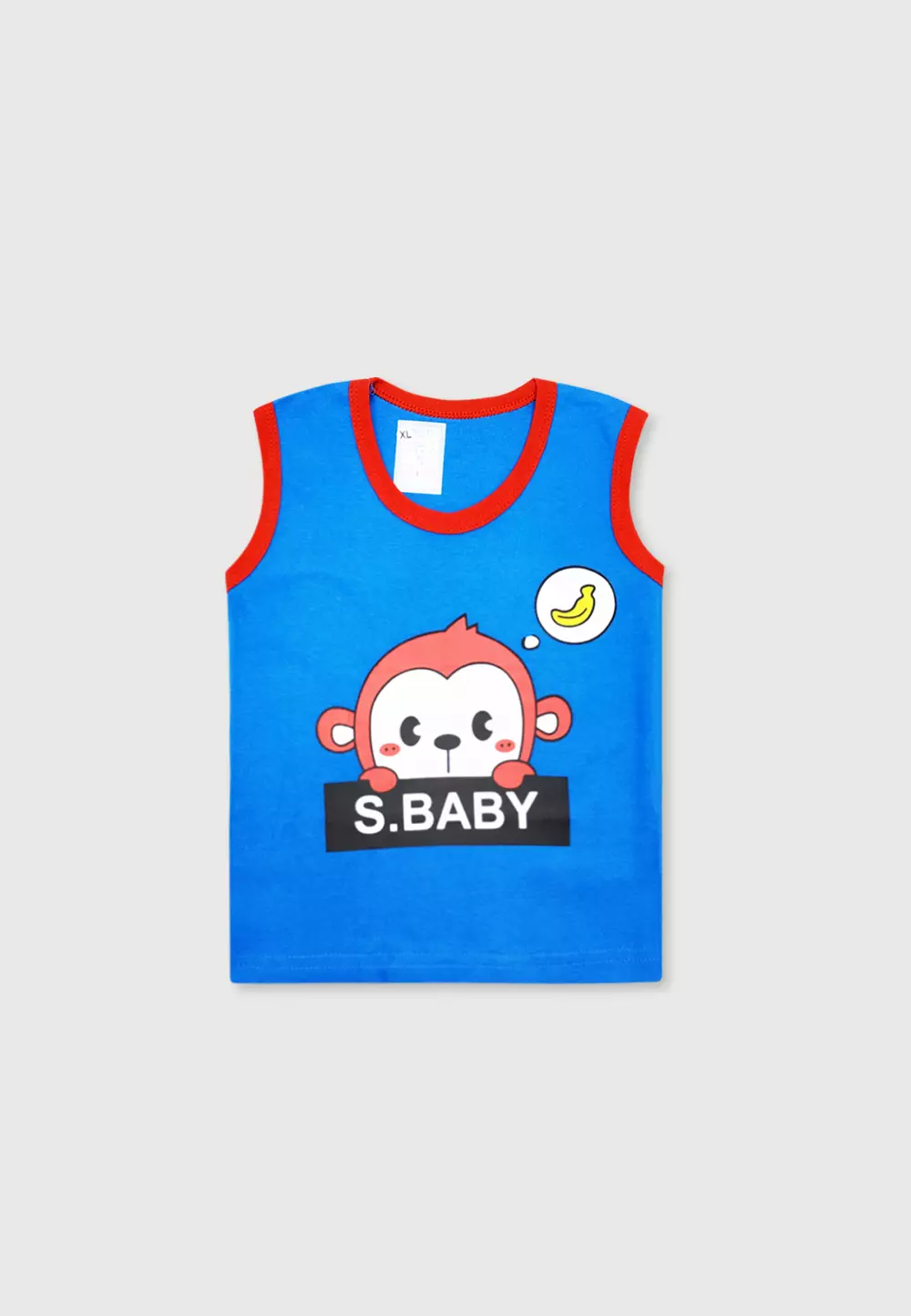 Wakakids Setelan Bayi Laki Laki Usia 12 Bulan Hingga 18 Bulan Set Baju Singlet Anak Celana Kaos Motif Baby Monkey 3407 Turkis