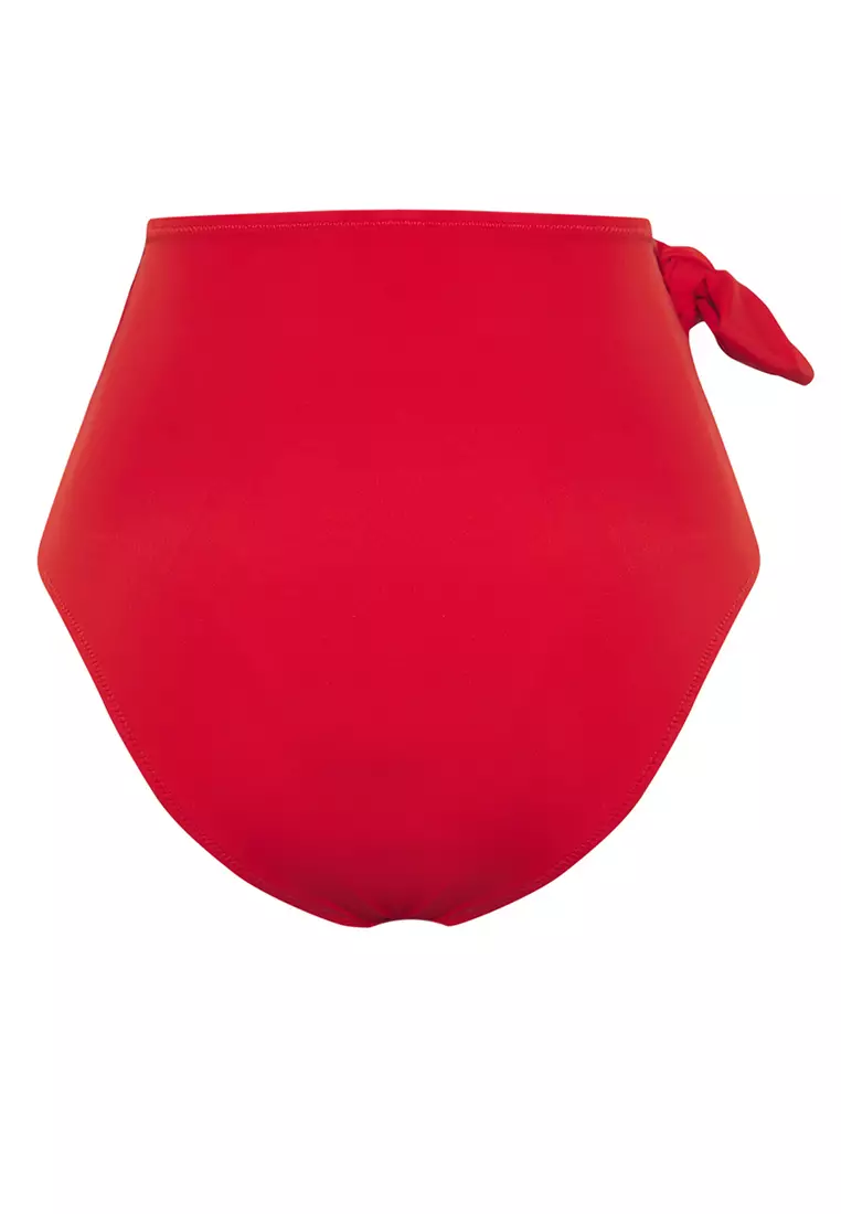 Red Tied High Waist Hipster Core Bikini Bottom