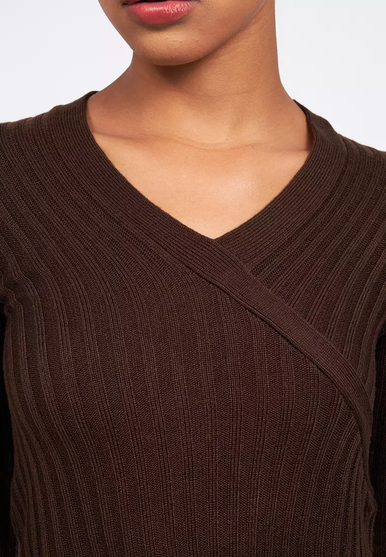 Long Sleeve Wrap Knit Top