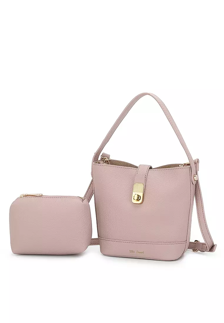 Women's 2 in 1 Top Handle Bag / Sling Bag / Shoulder Bag - Pink