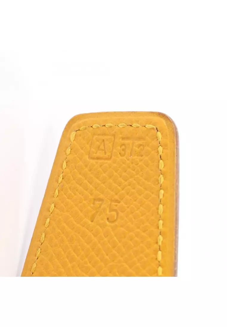 Pre-Loved Hermès H-plate reversible belt leather black yellow silver hardware □ A stamp