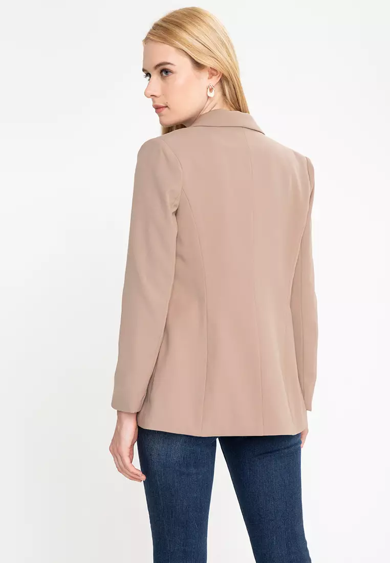 Chic Blazer With Removable Band Accent