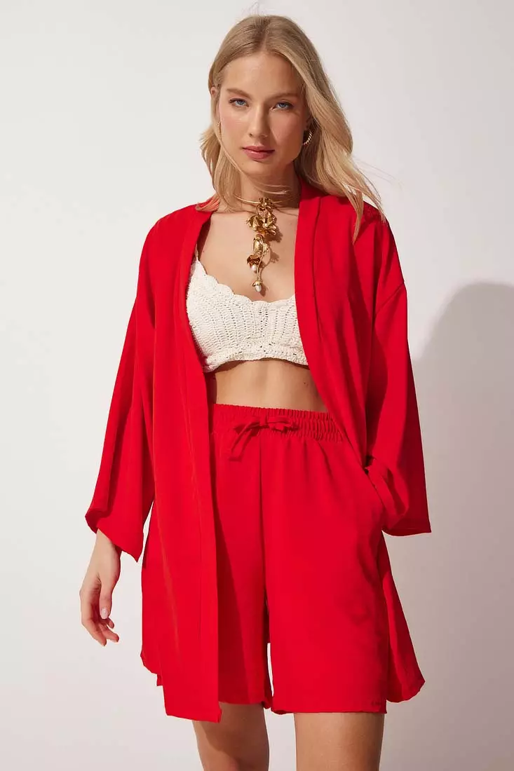 Red blazer and deals shorts set