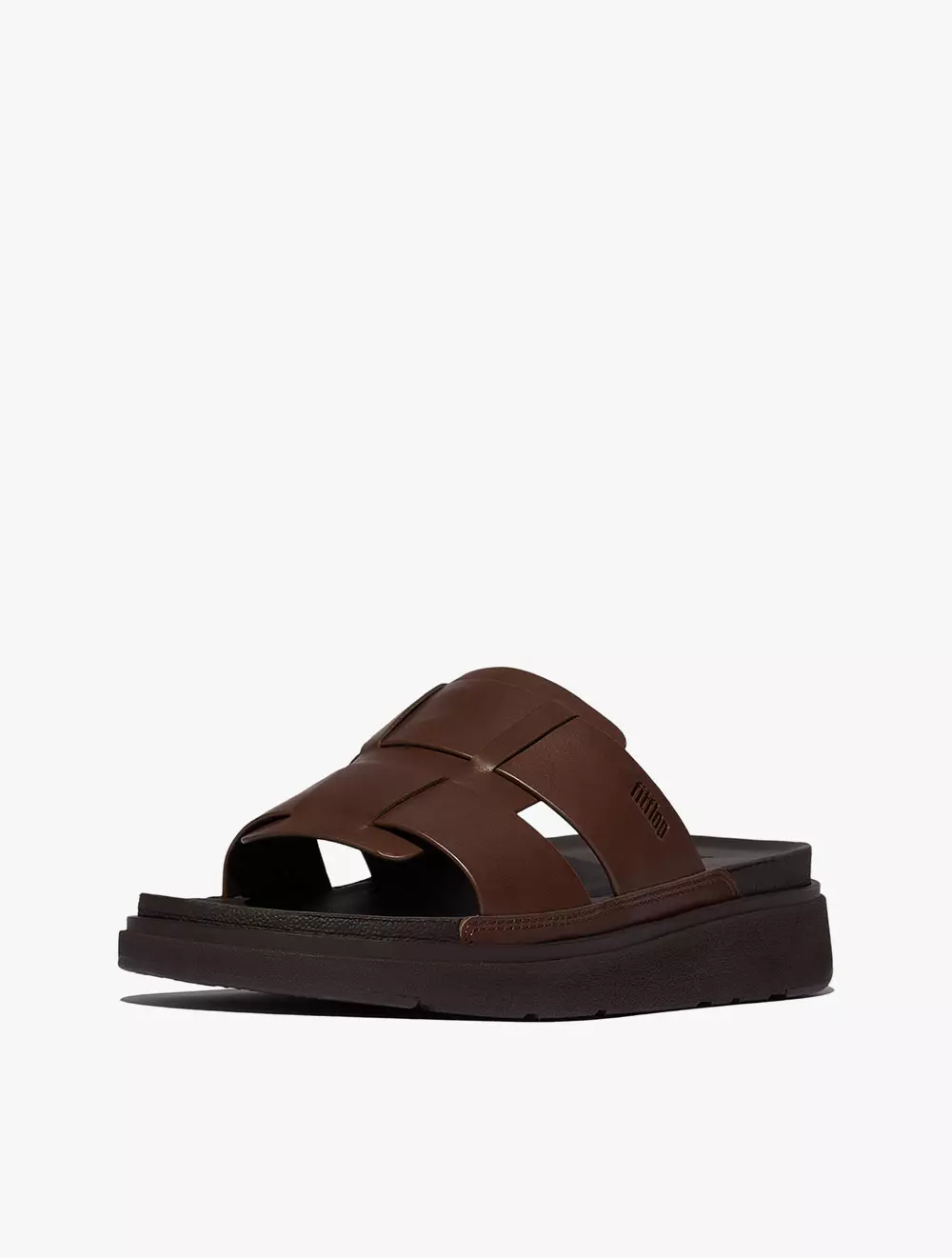 Fitflop Gen-FF Mens Leather Fishmerman Slides - Mocha Brown