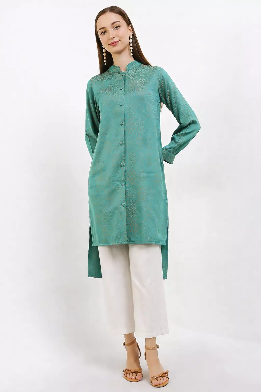 Tunik Muslim Atasan Wanita Batik Katun Premium Leyna Raya Lengan Panjang