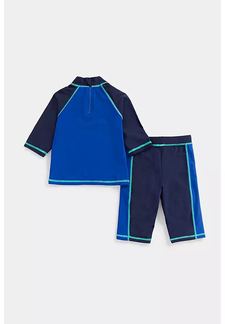 Mothercare Black and Lime Sunsafe Rash Vest and Shorts Upf50+