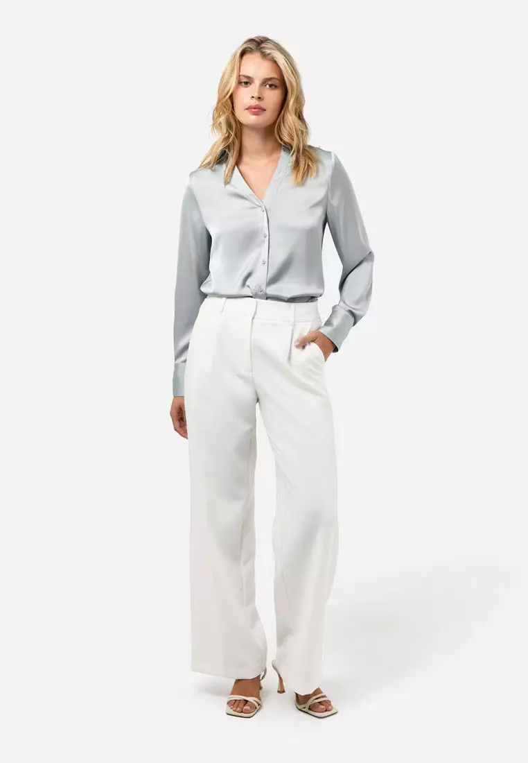 Lila V-Neck Satin Blouse