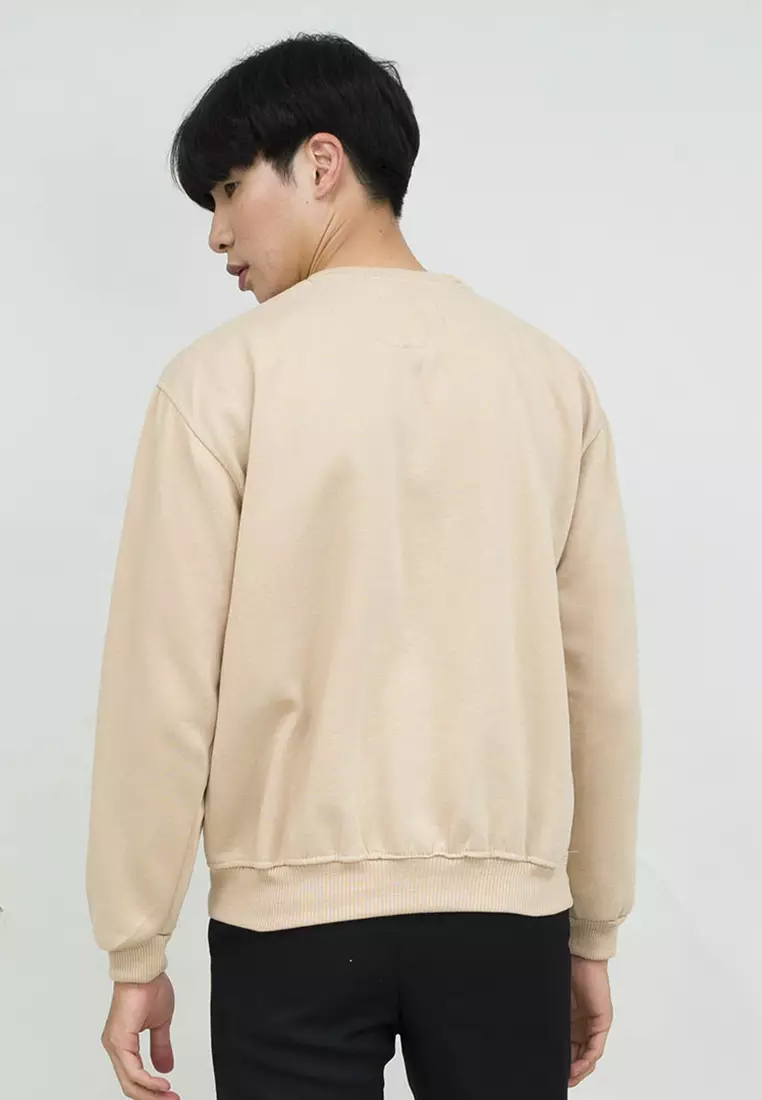 sweater basic lengan panjang baju sweater tebal krim