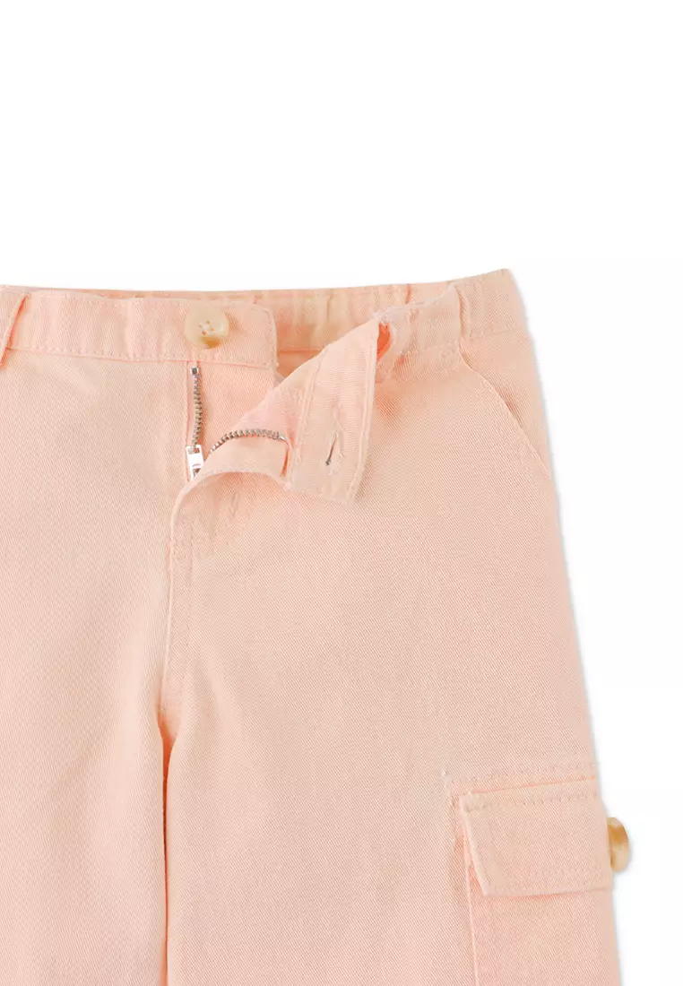 Girls Wide Leg Cargo Denim Pants