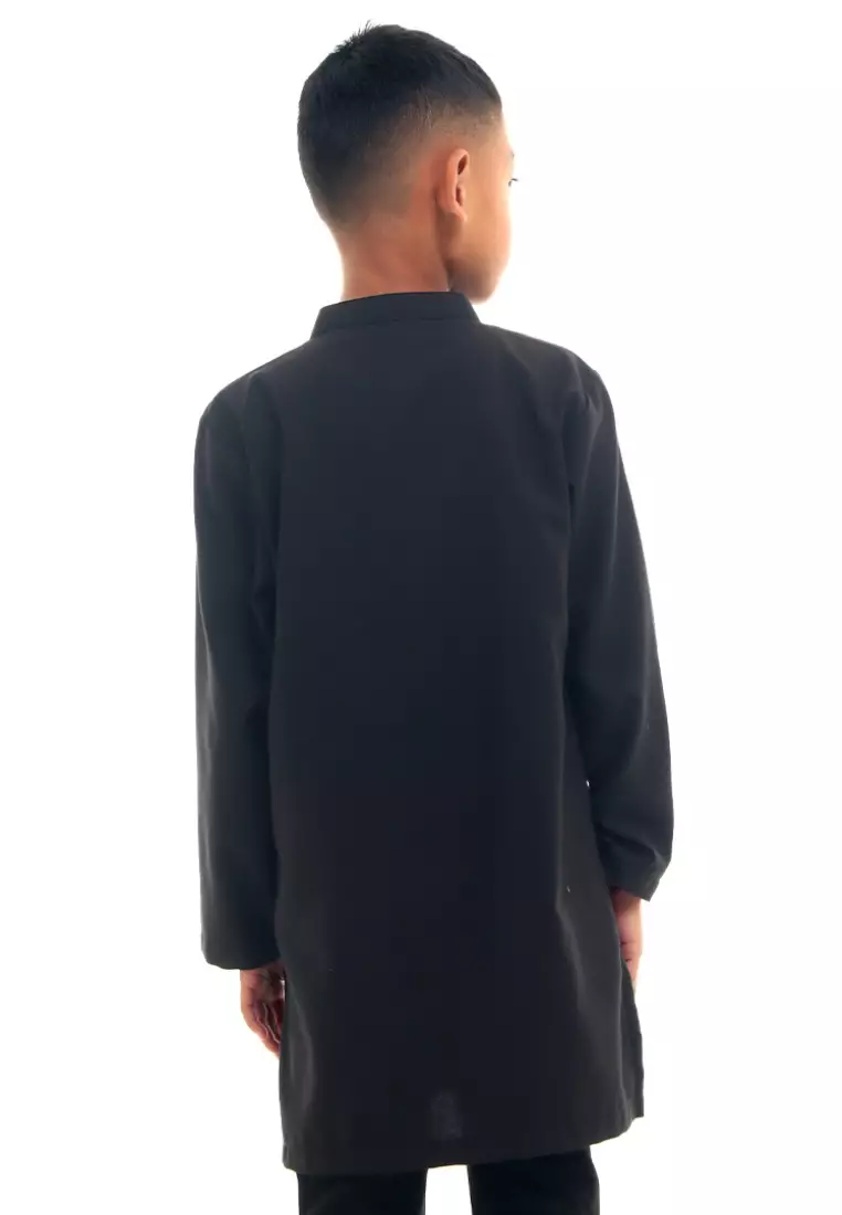Rabbani - Jubah Koko Anak Lengan Panjang Alman Exclusive Black Grey