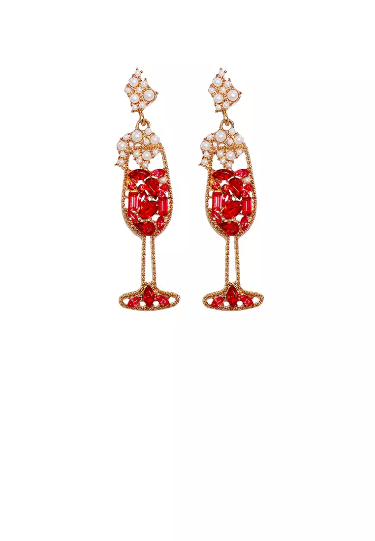 Buy Glamorousky Fashion Temperament Plated Gold Wine Glass shaped