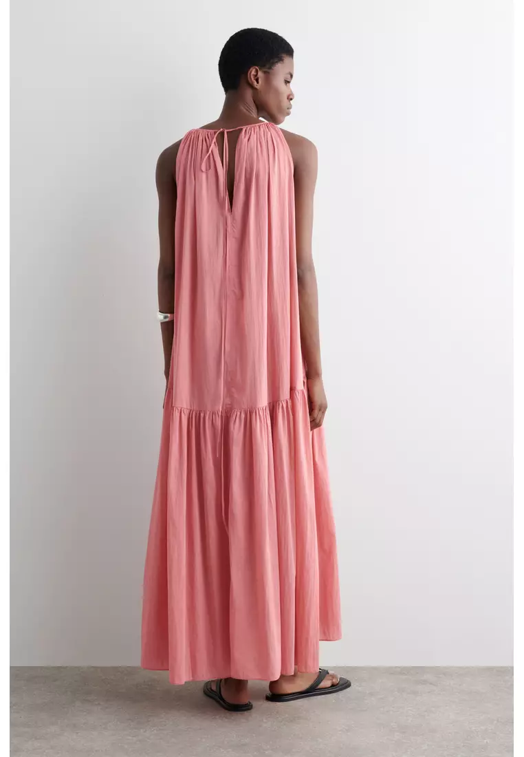 GATHERED HALTERNECK MAXI DRESS