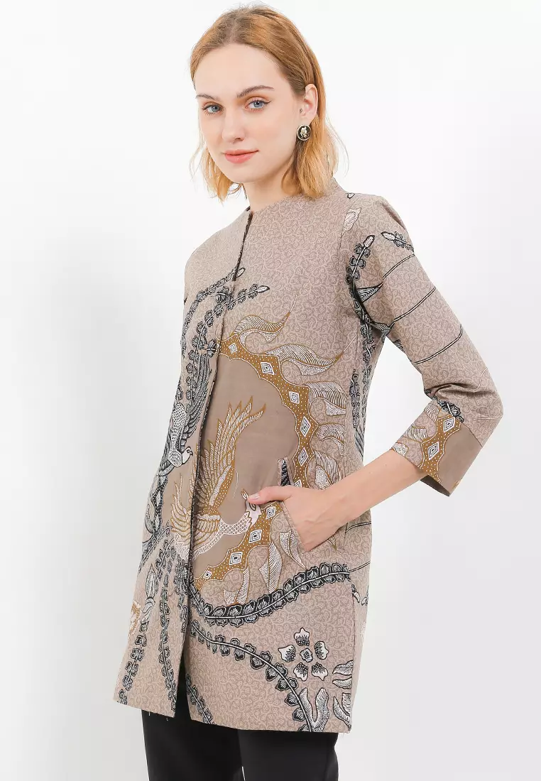BATIK TALENTA EXCLUSIVE batik wanita blous KAKATUA CREAM KHAKI