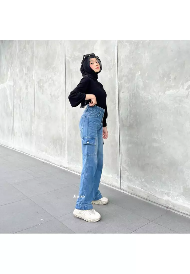 Highwaist Cargo Loose Jeans 461 FEARLESS