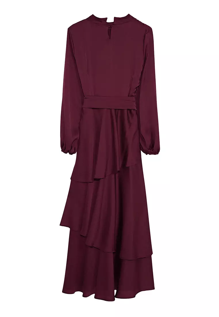 Modest Layered Satin Evening Dress