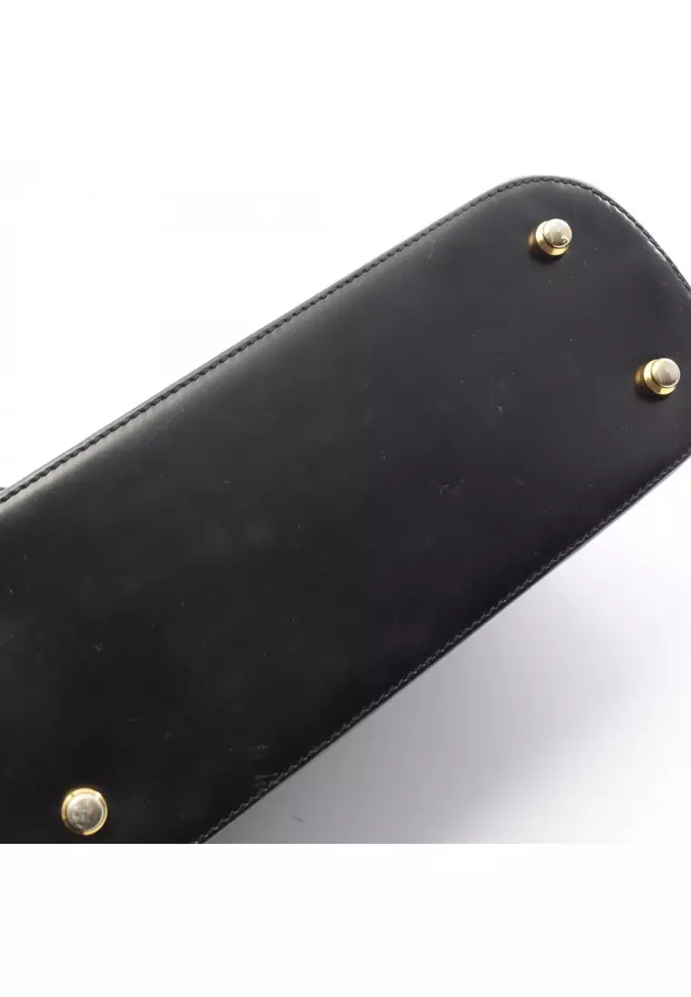 Pre-Loved Celine circle logo chain shoulder bag leather black