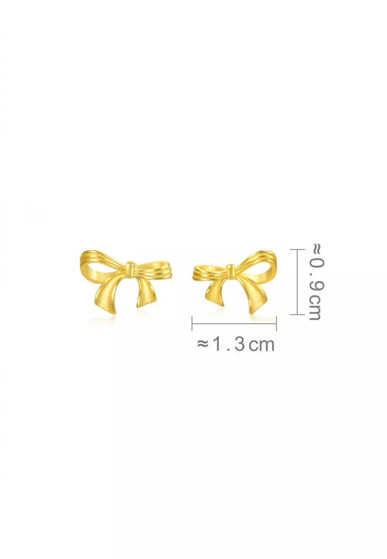 999.9 24K Solid Gold Butterfly Stud Earrings for Women 95306E