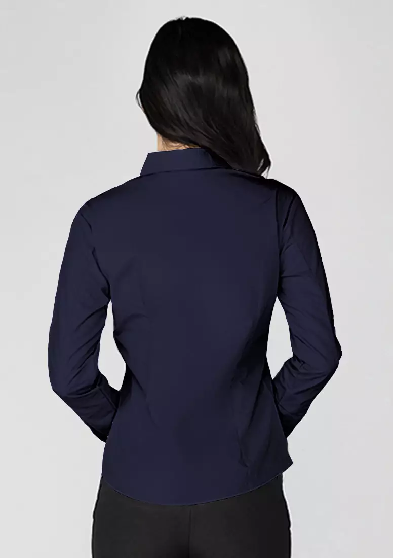 Della Long Sleeve Pinstripe Office Blouse