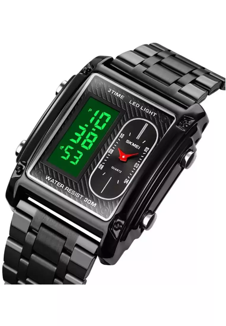 Jam Tangan Digital Pria Waterproof Many Function Strap Tali Material Stainless Steel GN53 ORIGINAL